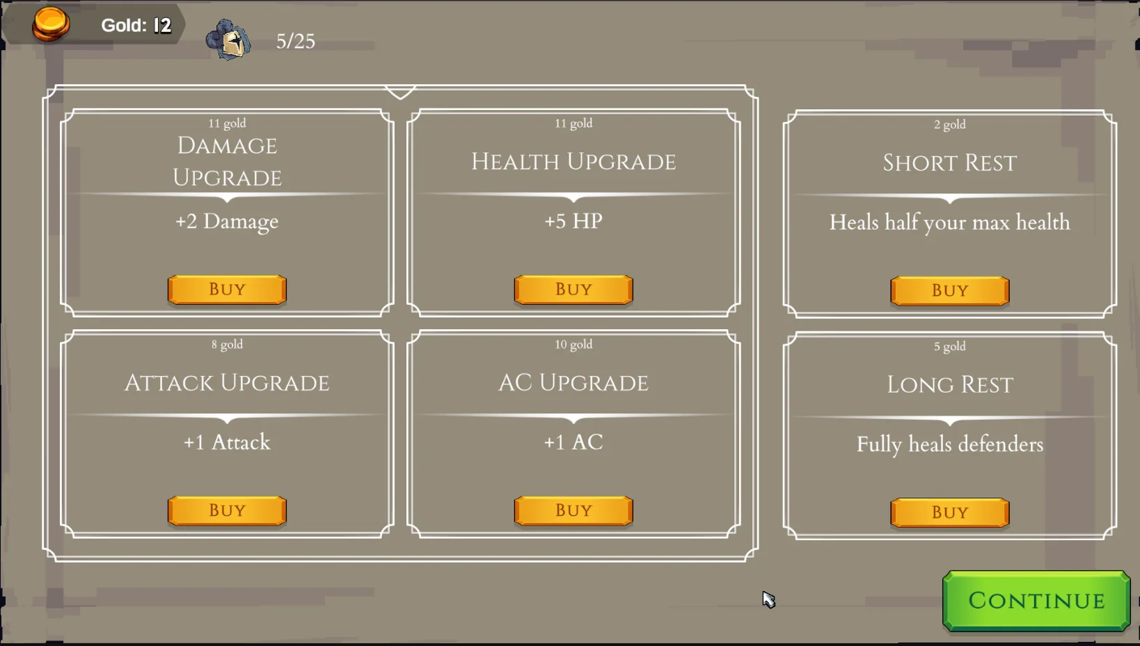 Dice No Dice upgrade screen